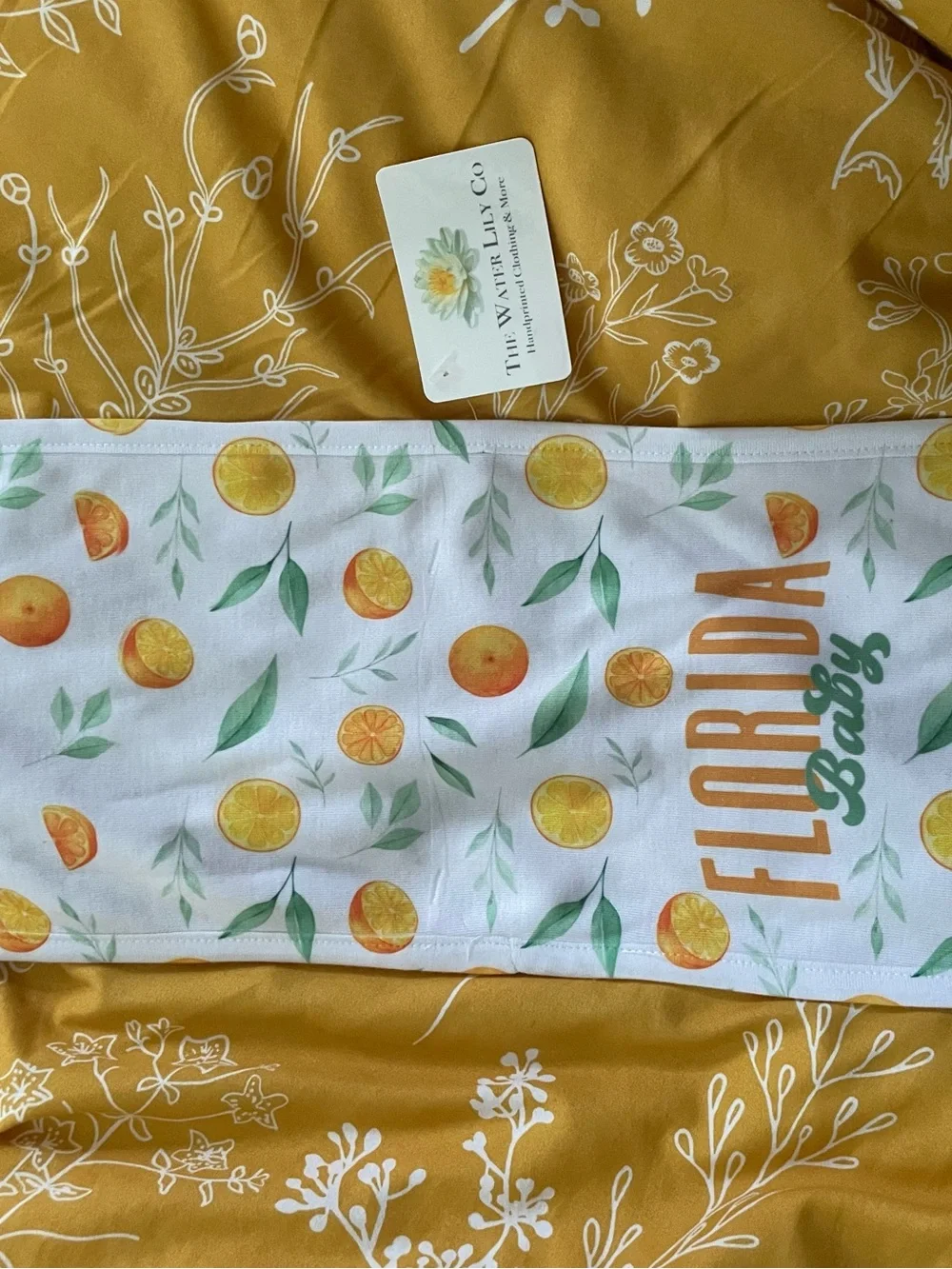 The Water Lily Co Florida Baby Orange Citrus Burp Cloth NWT
